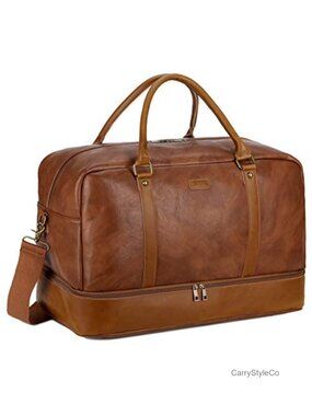Vegan Leather Large Travel Duffel Tote Carry On Weekender Overnight Bag